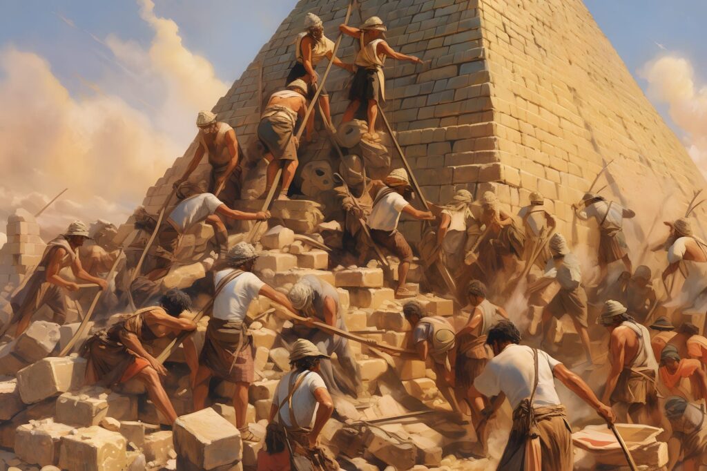 being your own boss - artwork of egyptians building the pyramids