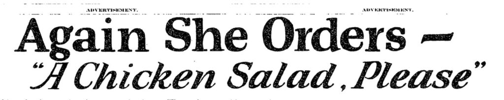 Lillian Eichler Watson headline — Again She Orders a Chicken Salad