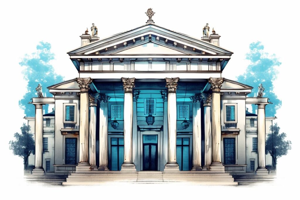 Illustration of greek architecture with pillars