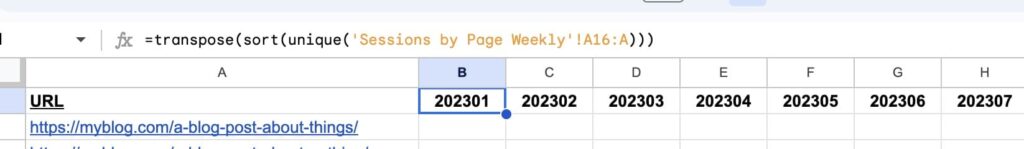 Auto-creating the header rows to measure traffic