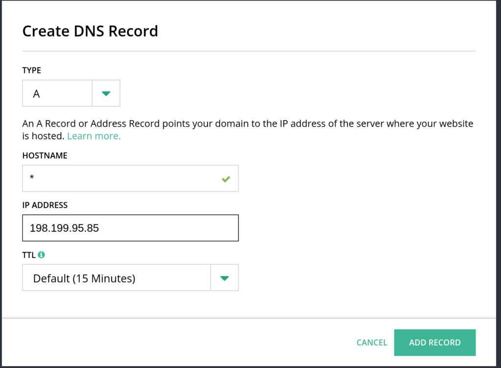 Create a DNS record for your second ghost server on the same server