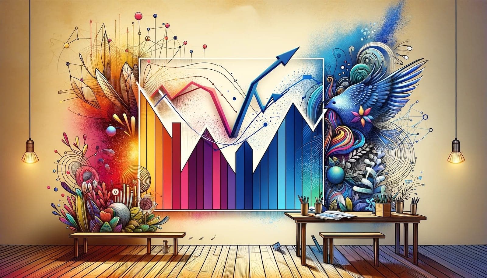 ai produced artistic impression of chart going down and up