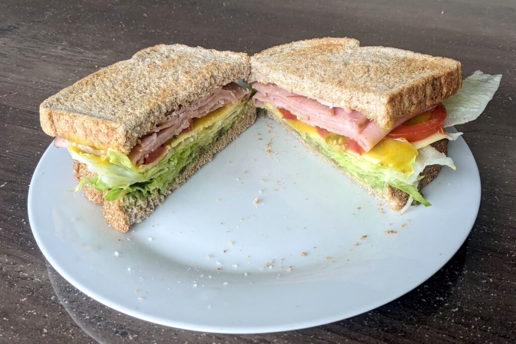 Opened toasted sandwich