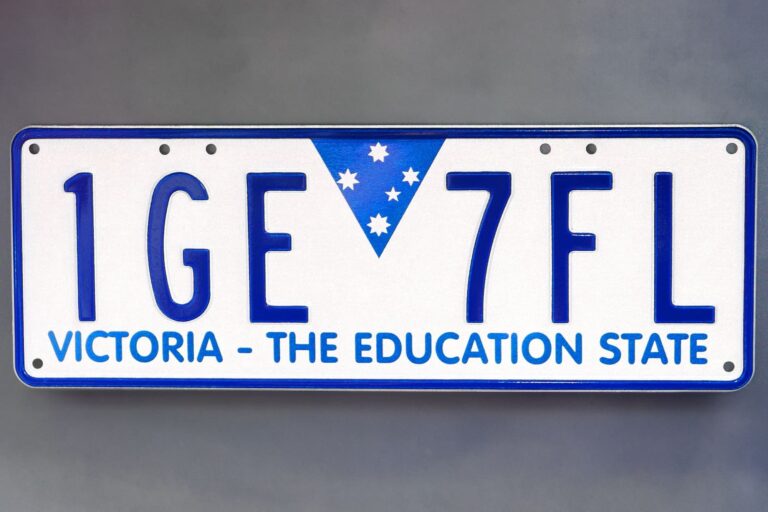 Register a Vehicle in Victoria. Original image from Wikimedia. https://en.m.wikipedia.org/wiki/File:2015_Victoria_registration_plate_1GE_7FL_The_Education_State.jpg