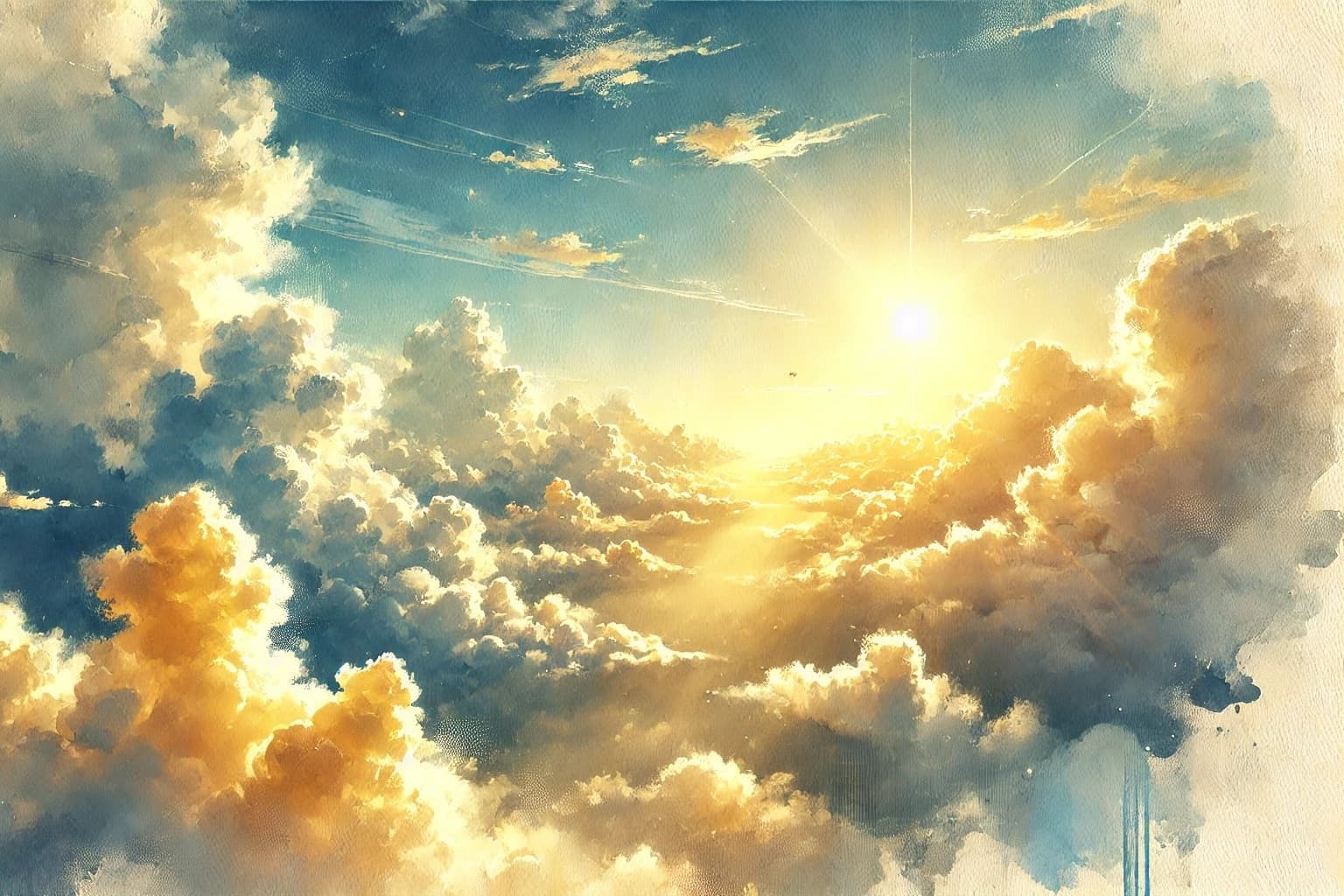 sunshine on clouds, watercolour