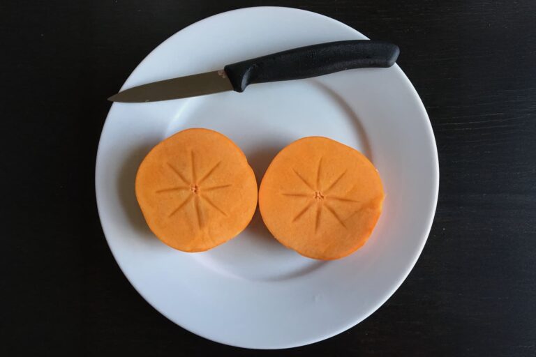 Persimmon sliced laterally