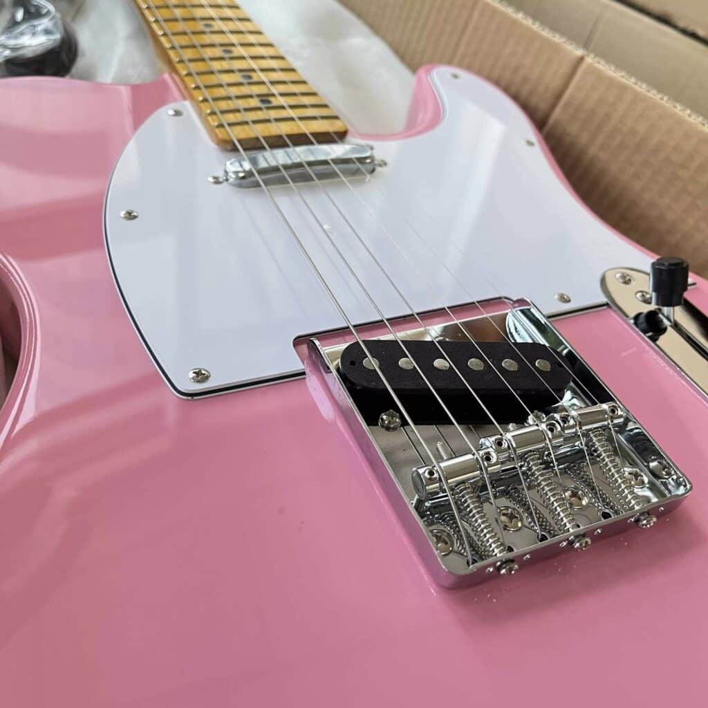 AliExpress Pink Telecaster copy - bridge