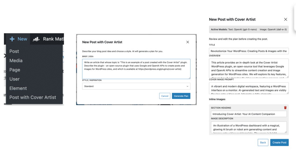 Creating a post with Cover Artist