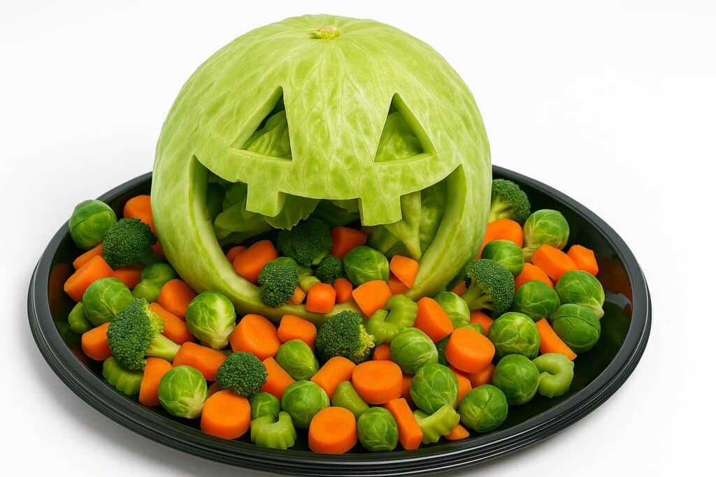 Halloween carved lettuce