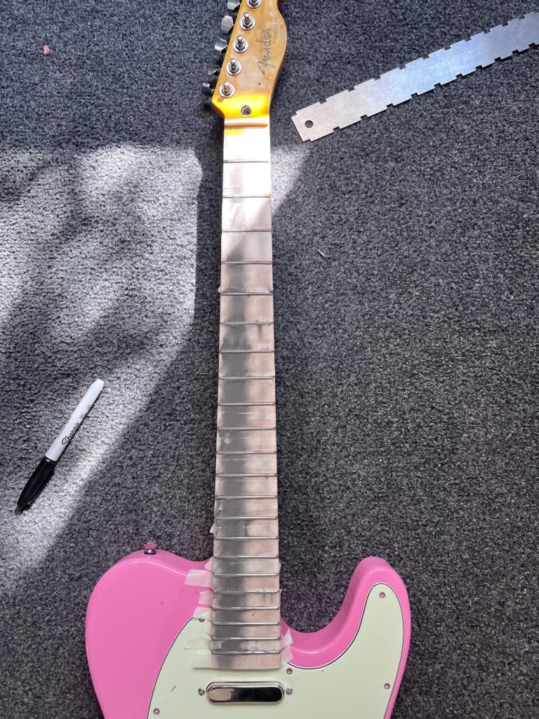 Doing a fret level job on the fake telecaster