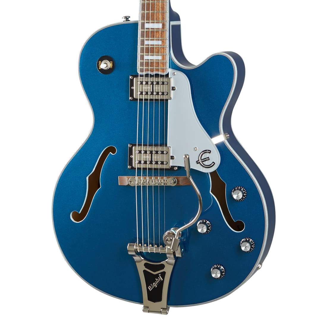 All the Epiphone Hollow and Semi-Hollow Bodies 6 Blue Epiphone Emperor Swingster with Bigsby